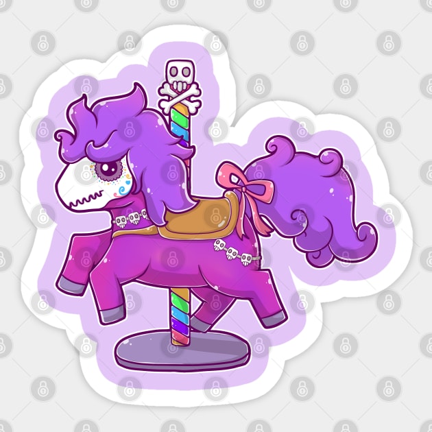 Cute Sugar Skull Carousel Horse Halloween Pastel Colors Sticker by Witchy Ways